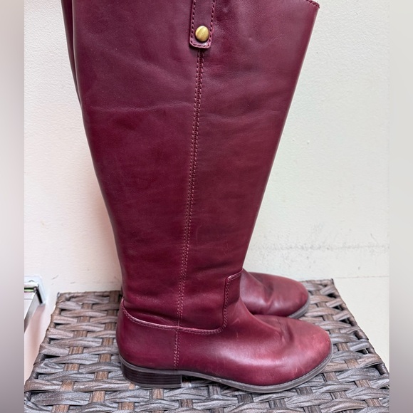 INC Tall Fawne Leather Riding Boots in Merlot (Burgandy), Size 10M Wide Calf - Picture 4 of 7
